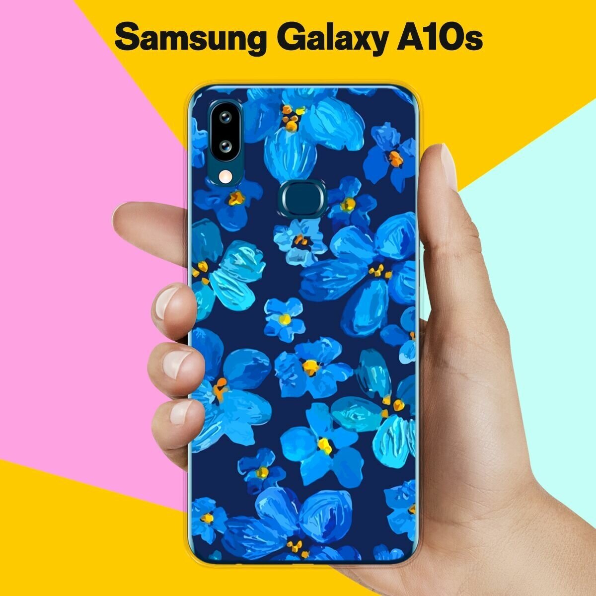 Силиконовый чехол на Samsung Galaxy A10s Синие цветы / для Самсунг Галакси 10с