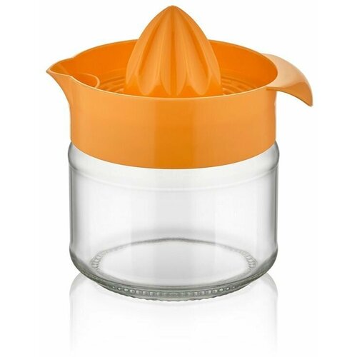 Ручная стеклянная соковыжималка для цитрусовых Qlux 300мл, оранжевая