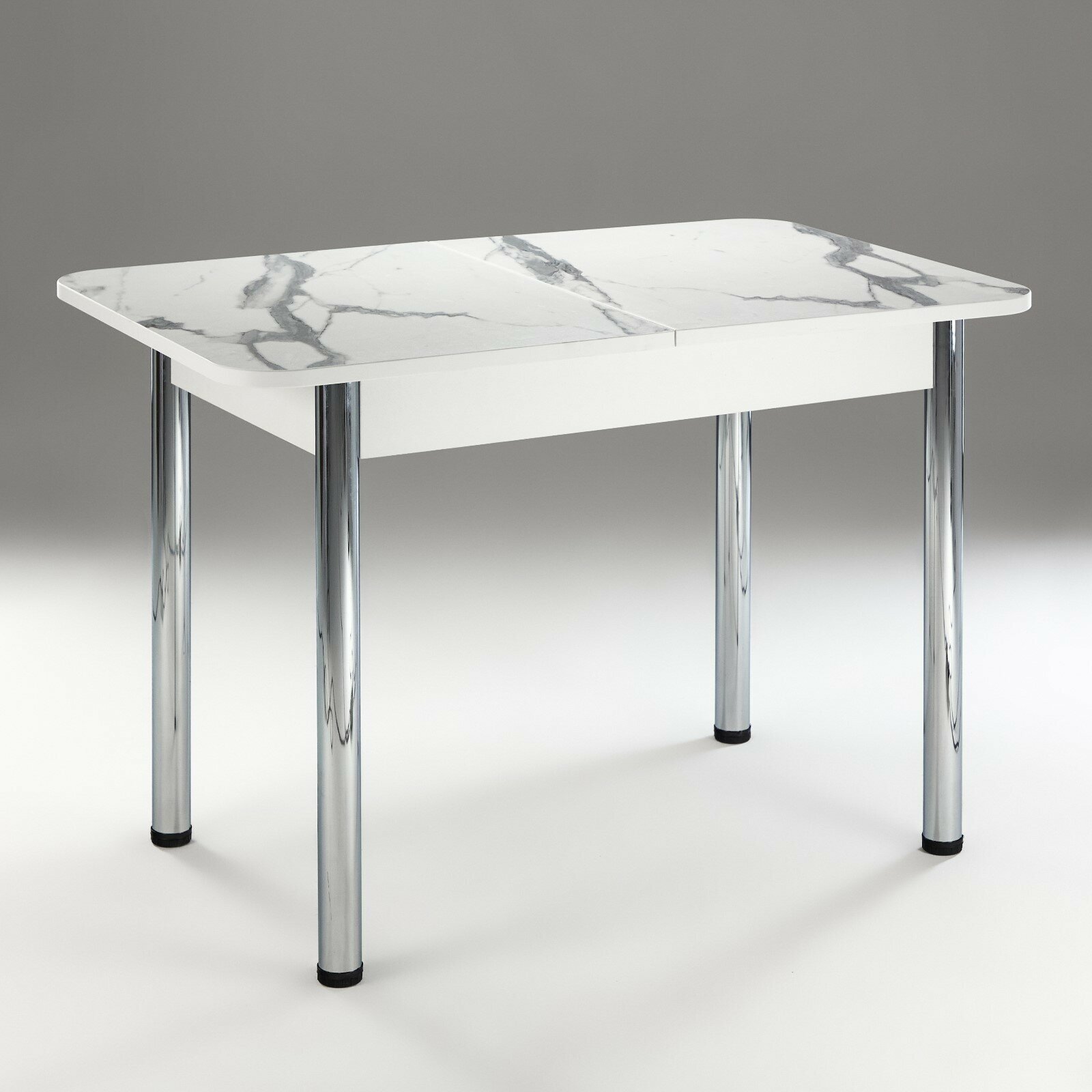 фото Стол кухонный раздвижной 1100(1500)х700х775, Белый/Мрамор белый пластик 9538929