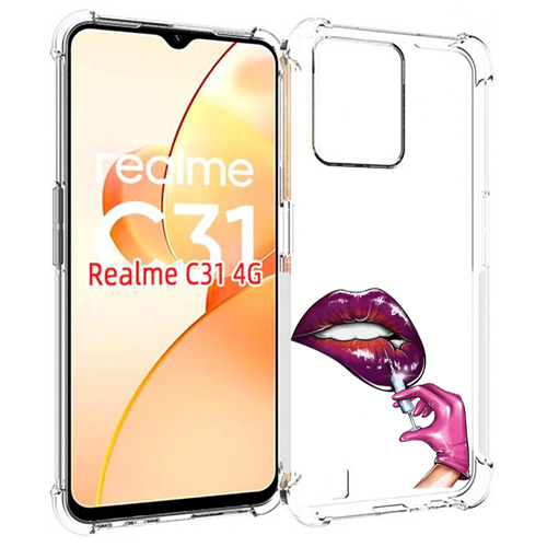 Чехол MyPads качаем-губы для OPPO Realme C31 задняя-панель-накладка-бампер