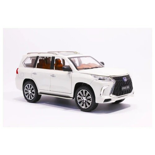 Машинка металлическая модель Лексус Lexus LX 570 1:24 21 см Белый, инерционная со световыми и звуковыми эффектами