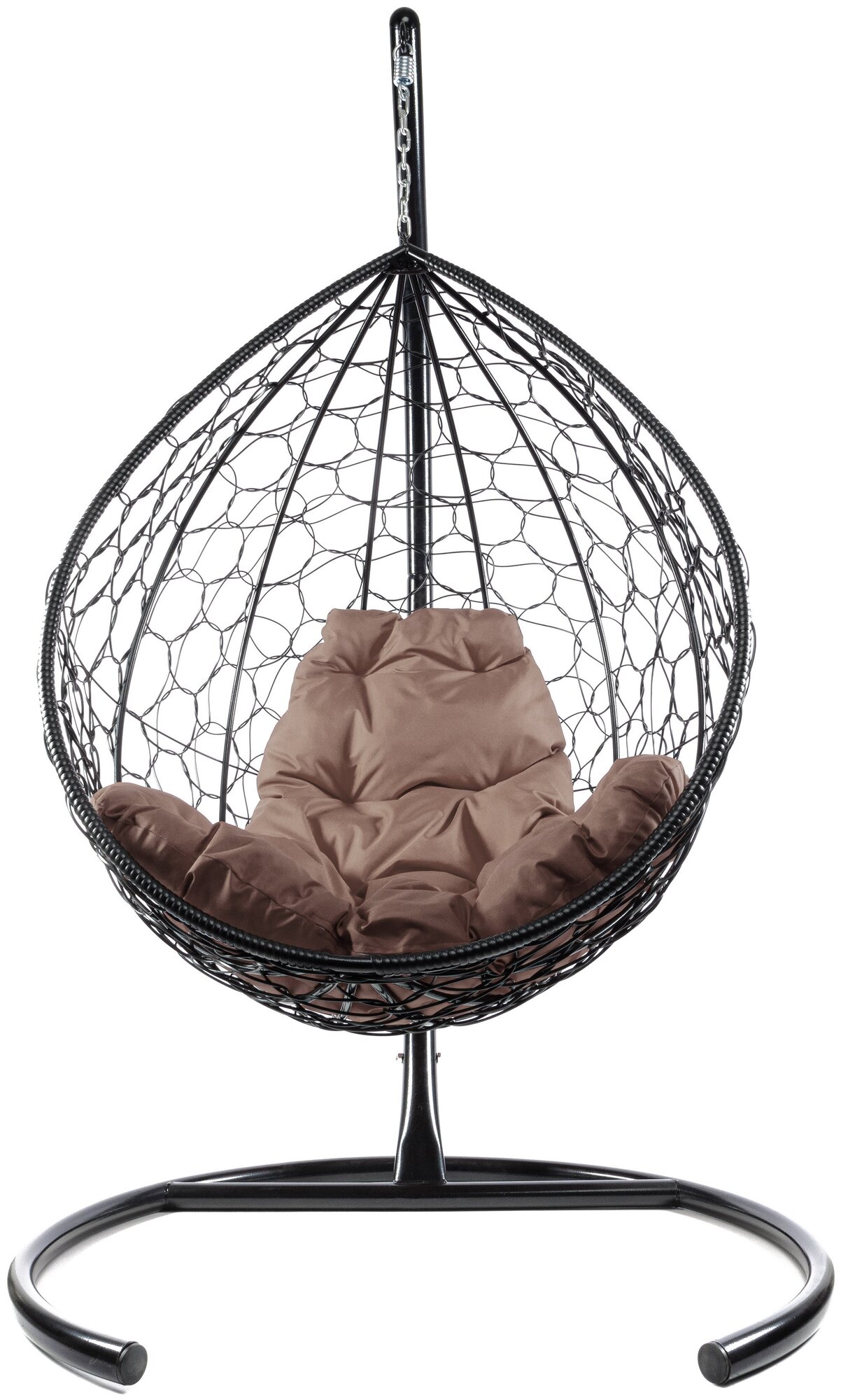 Подвесное кресло m-group круглый ротанг чёрное, коричневая подушка - фотография № 1