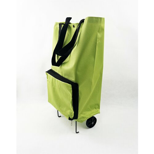 фото Сумка-тележка рыжий кот, 10 л, 39х45х13 см, ручная кладь, зеленый