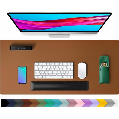 Коврик для клавиатуры и мыши на рабочий стол. Настольный коврик для офиса и дома 40 см х 80 см, коричневый