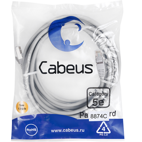 патч корд cabeus pc ftp rj45 cat 6 2m lszh патч корд f utp категория 6 2xrj45 8p8c экранированный серый lszh 2м pc ftp rj45 cat 6 2m lszh Cabeus PC-FTP-RJ45-Cat.5e-5m-LSZH Патч-корд F/UTP, категория 5е, 2xRJ45/8p8c, экранированный, серый, LSZH, 5м (PC-FTP-RJ45-Cat.5e-5m-LSZH)