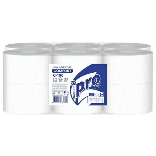 Бумага туалетная д/дисп Protissue 1сл бел цел 200м 12рул/уп С190.