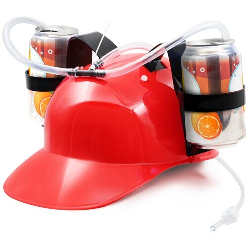 фото Каска для пива с держателями для банок /пивная каска с подставками под банки vittovar, красная