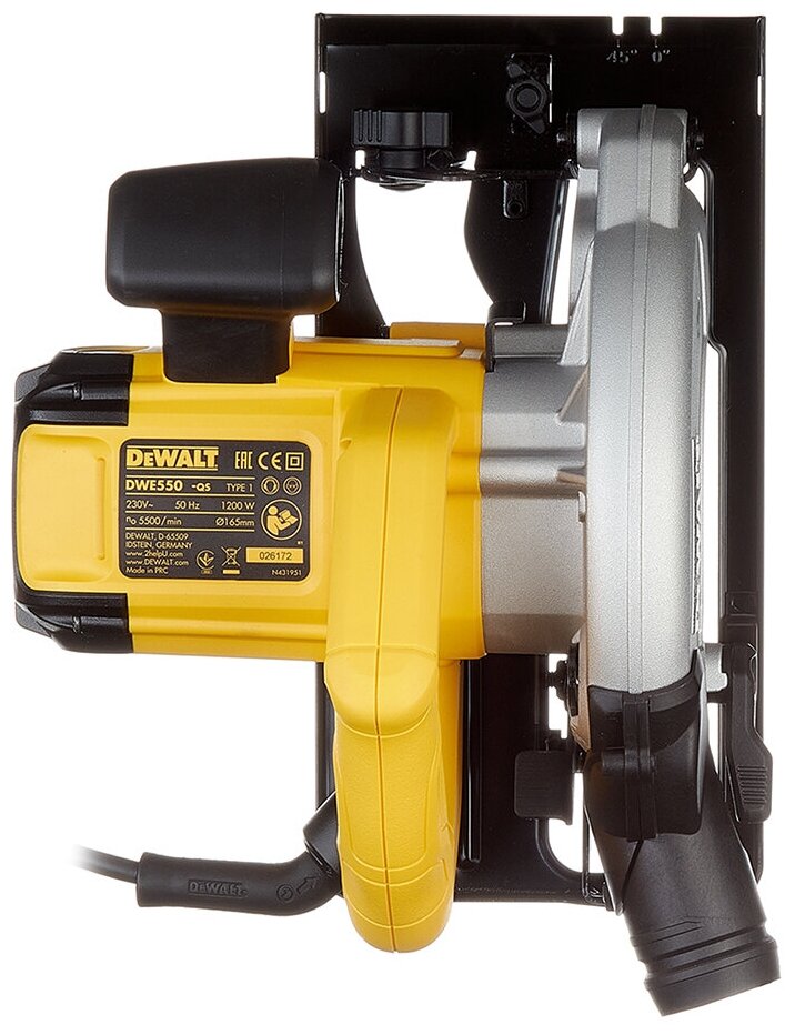 DWE550-QS Пила циркулярная (1200 Вт, диск 165 мм, пропил 55/35 мм, 5500 об/мин) DeWALT - фото №9