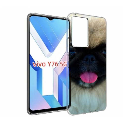 Чехол MyPads пекинез для Vivo Y76 5G задняя-панель-накладка-бампер