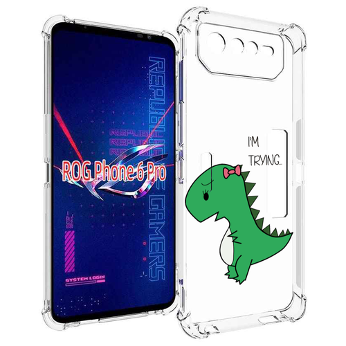 Чехол MyPads динозаврик-девочка для Asus ROG Phone 6 Pro задняя-панель-накладка-бампер