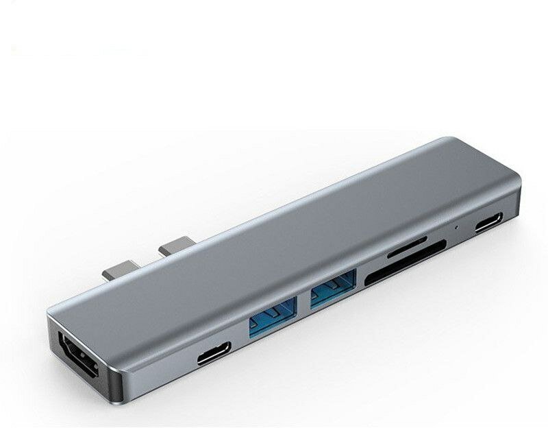 Адаптер Type-C HUB 7 in 2 для MacBook/ USB разветвитель/ HDMI адаптер/ USB HUB 3.0/ USB 3.0, USB 2.0, HDMI, SD, Micro SD