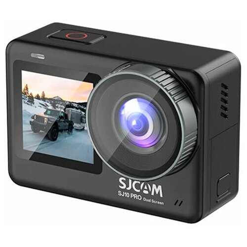 Экшн камера SJCam SJ10 Pro Dual Screen черная с креплением, цифровым стабилизатором, водонепроницаемая 4K Ultra HD на шлем, голову, грудь, велосипед экшн камера sjcam sj6 legend черный