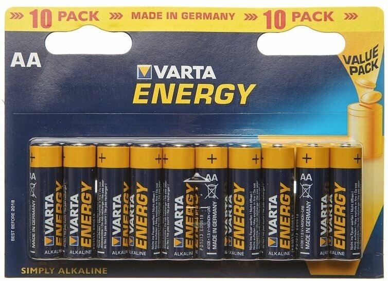 Батарейка Varta ENERGY LR6 AA BL10 Alkaline 1.5V (4106) (10/200/36000) Varta ENERGY LR6 AA (04106229491) - фото №3