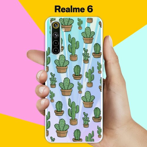 Силиконовый чехол на realme 6 Кактусы / для Реалми 6