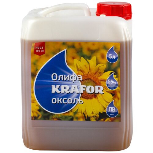 Олифа Оксоль Krafor, для деревянных и металлических поверхностей, 5 л, бесцветная