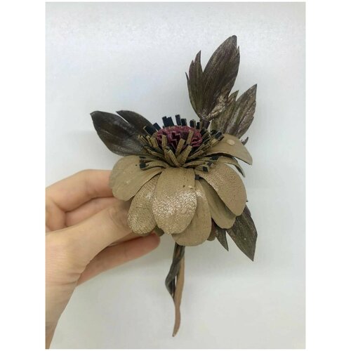 Брошь, бордовый, коричневый