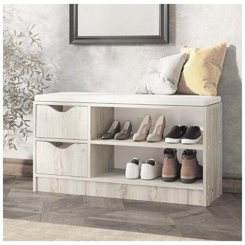 Обувница Лара-1 96х324х55 см Дуб крафт белый 5890₽