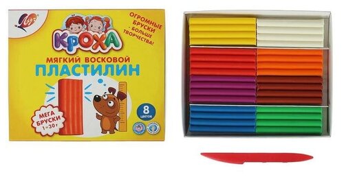 Луч Пластилин мягкий восковой, 8 цветов 240 г 