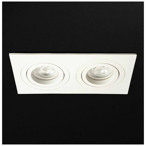 FEDOTOV Точечный светильник встраиваемый поворотный GU10 квадратный двойной белый FED-0006-WH