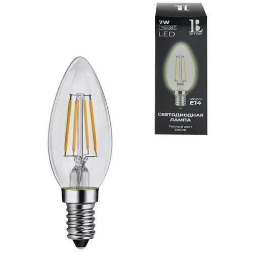 Светодиодная лампа Elvan E14-7W-3000K свеча прозрачная