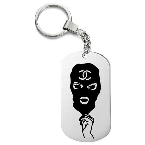 фото Брелок для ключей «балаклава шанель» жетон с гравировкой, в подарок любимому человеку, на сумку uegrafic