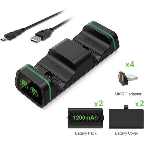 Зарядная станция с индикацией 2 аккумулятора 1200mAh для геймпадов Xbox One S X DOBE TYX-19058 149000₽