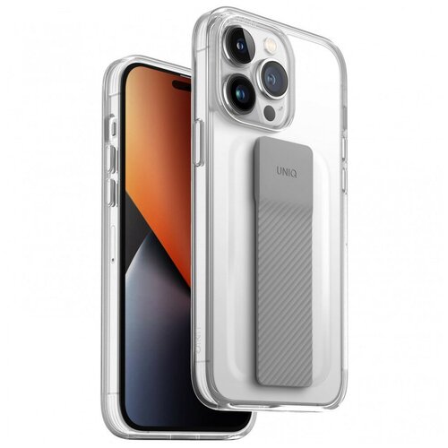 Чехол Uniq Heldro Mount + Band для iPhone 14 Pro Max, цвет Прозрачный (Clear) (IP6.7PM(2022)-HELMCLR) чехол uniq heldro mount band для iphone 14 plus цвет прозрачный clear ip6 7m 2022 helmclr