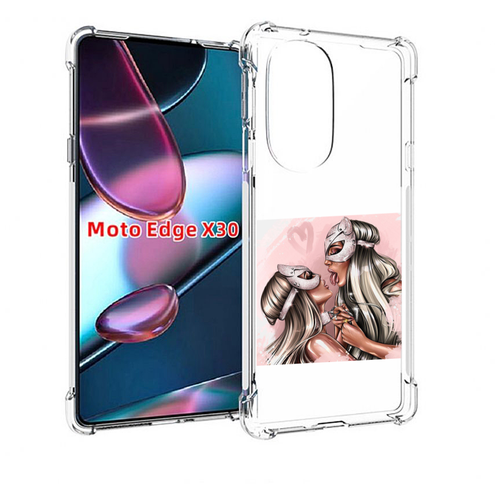 Чехол MyPads девушки-поцелуй женский для Motorola Moto Edge X30 задняя-панель-накладка-бампер