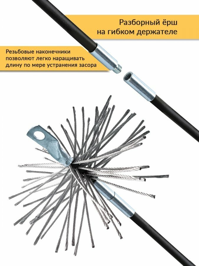 Веселый Трубочист Ерш для очистки дымохода Веселый трубочист Гибкий подход 130 мм - фотография № 4