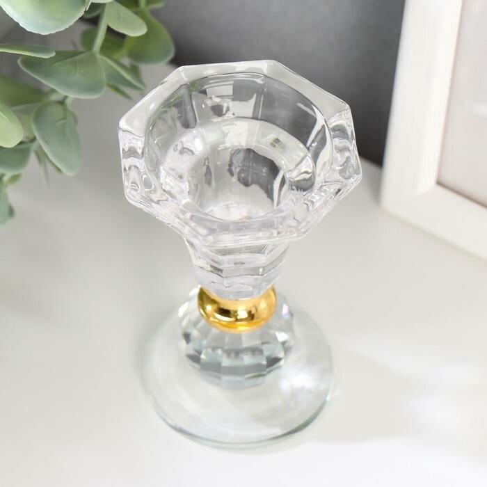 Подсвечник стекло на 1 свечу "Вазон с шариком" 9,2х5,6х5,6 см - фотография № 2