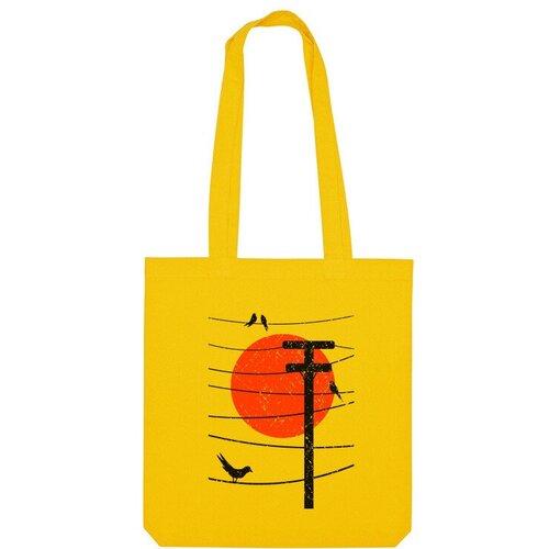 Сумка шоппер Us Basic, желтый мужская футболка птицы на проводах и солнце l желтый