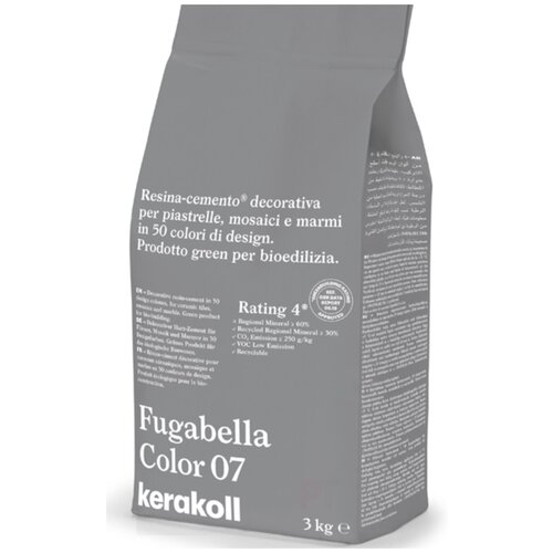 Kerakoll Fugabella Color 07 затирка для швов полимерцементная (50 оттенков) 3 кг. заполнитель карнизов ондувилла 0 95 м серый