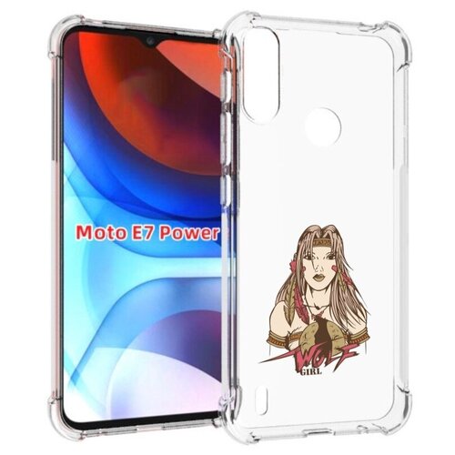 Чехол MyPads девушка волк для Motorola Moto E7 Power задняя-панель-накладка-бампер