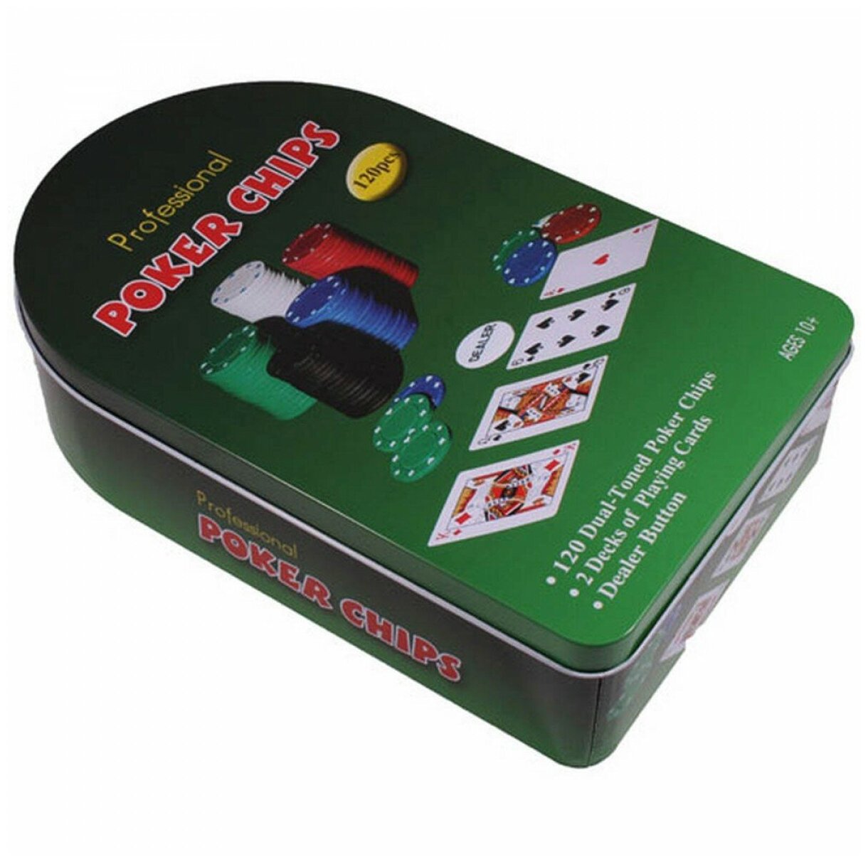 Покерный набор/ Набор для покера в металлическом кейсе 120 фишек с номиналом и с сукном TATImarket