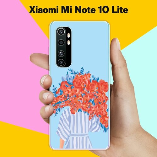 Силиконовый чехол на Xiaomi Mi Note 10 Lite Красные цветы / для Сяоми Ми Ноут 10 Лайт силиконовый чехол на xiaomi mi note 10 lite авокадо для сяоми ми ноут 10 лайт