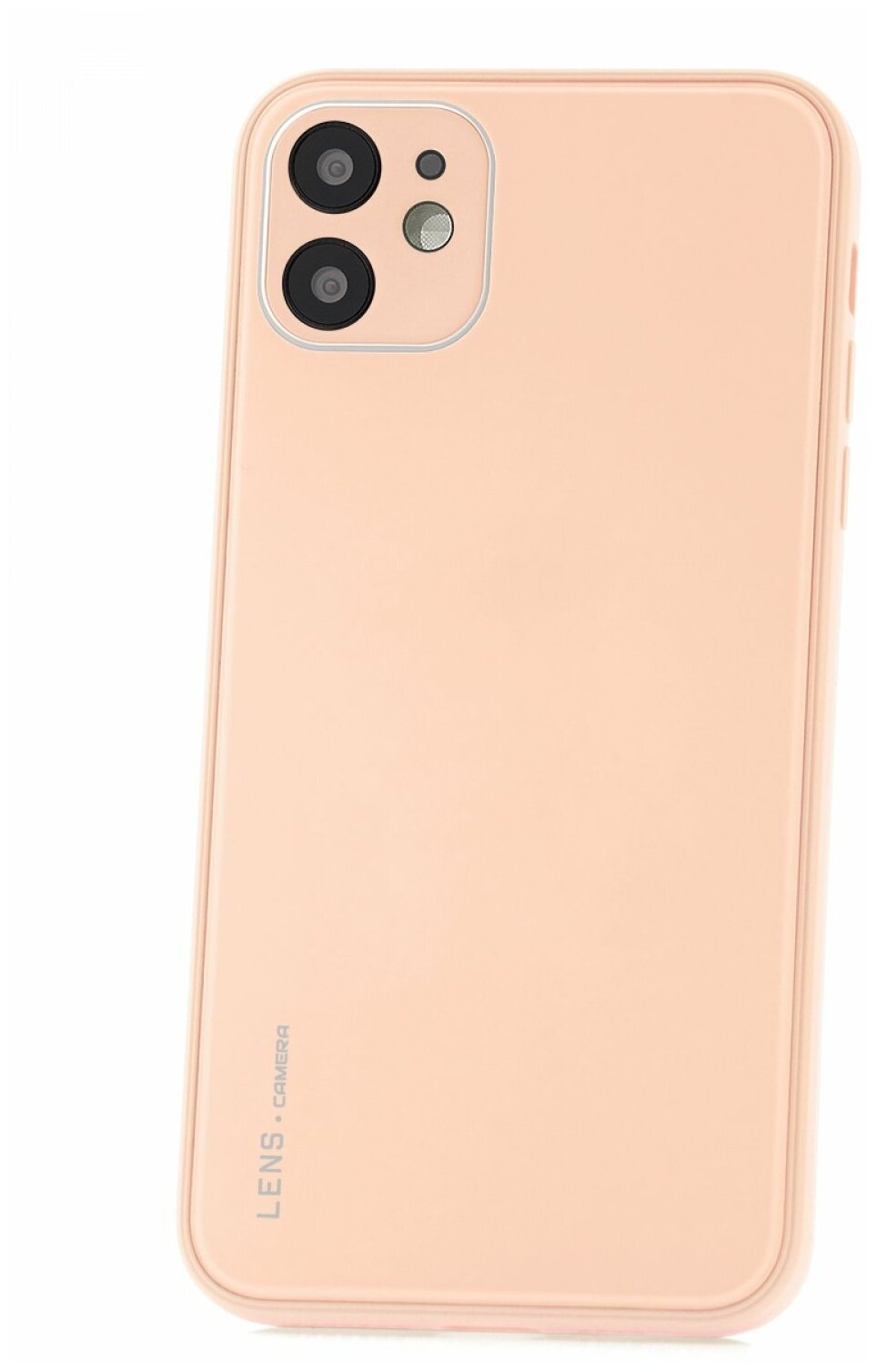 Чехол для iPhone 12 mini Kruche Liquid glass Pink, противоударный стеклянный кейс, силиконовый бампер, пластиковая накладка, защита камеры