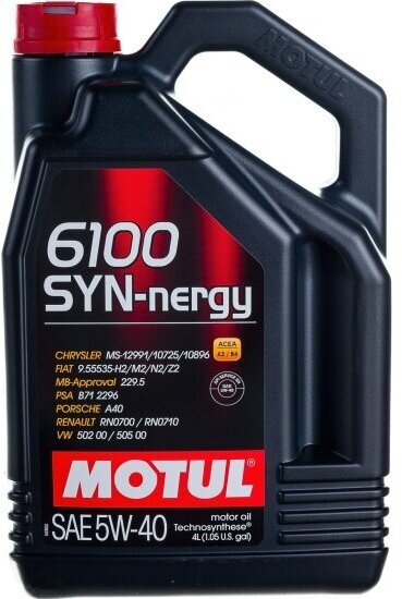 Моторное масло Motul 6100 SYNERGIE 5W-40 полусинтетическое 4 л