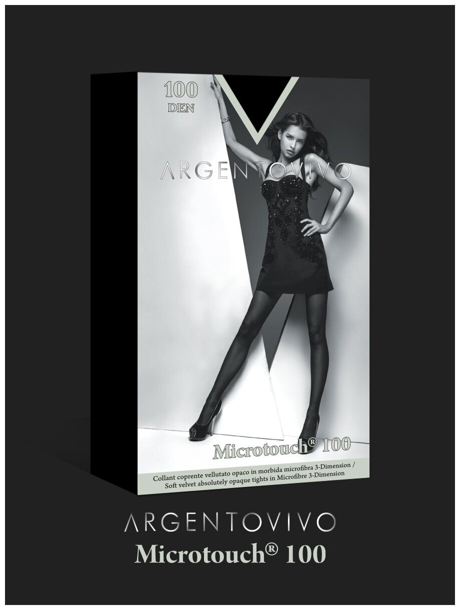 Колготки Argentovivo Microtouch, 100 den, с ластовицей, матовые, размер 5, черный - фотография № 3