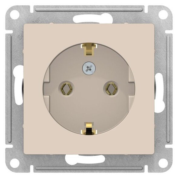 Розетка с заземлением Schneider Electric AtlasDesign 16А, бежевая ATN000243