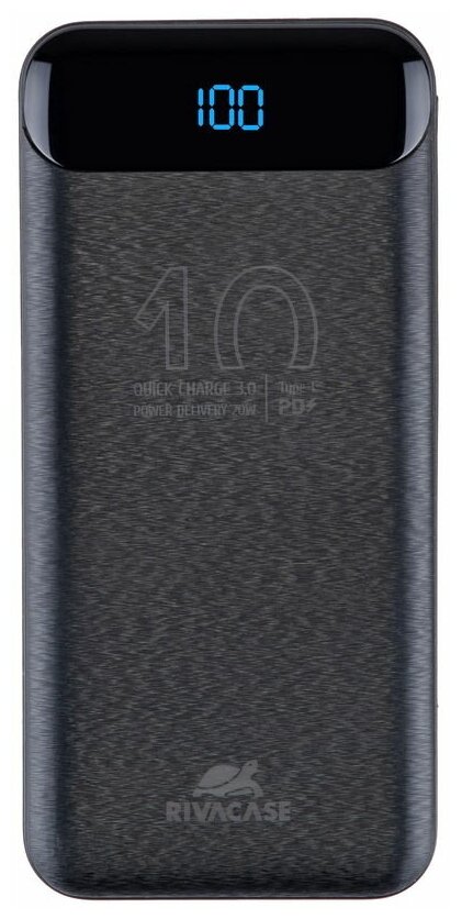 Внешний аккумулятор RivaCase PowerBank VA2542 10000mAh дисплей Li-pol Type-C Micro USB Quick Charge 30A