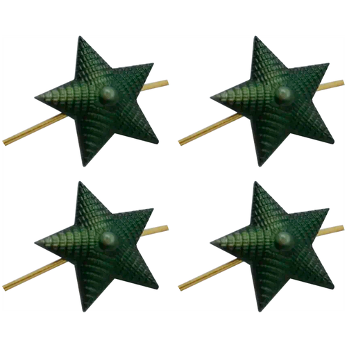 Звезда на погоны металлическая рифленая зеленая, 20мм, 4шт.