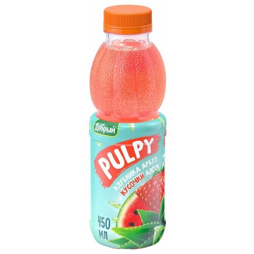 Напиток сокосодержащий Добрый Pulpy Клубника-Арбуз-Алоэ 0,45 л x 12 бутылок, пэт