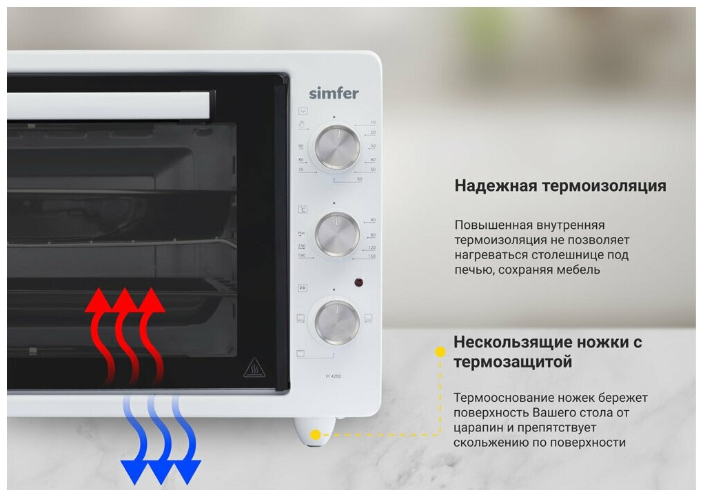 Мини-печь Simfer M4200 серия Albeni Plus, 3 режима работы, 2 противня - фото №8