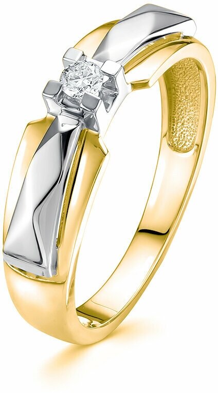 Кольцо помолвочное Oriental, комбинированное золото, 585 проба, бриллиант