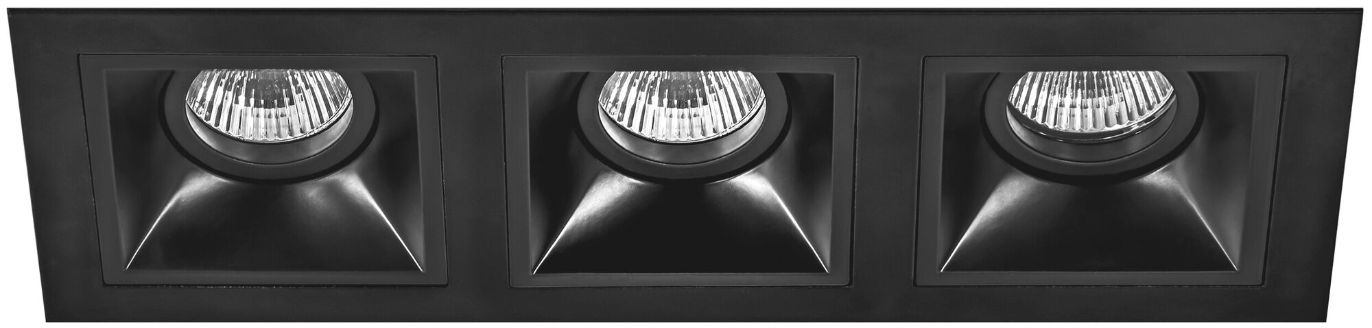 Встраиваемый светильник Lightstar Domino D537070707, GU5.3, 150Вт, кол-во ламп:3шт, Черный