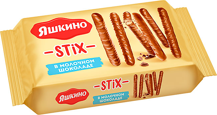 Печенье Яшкино STIX в молочном шоколаде 130г, 6шт - фотография № 1