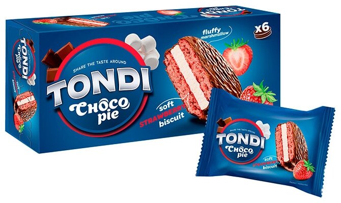 Муч.конд.изд.глазир. Tondi Choco Pie Клубника 180г