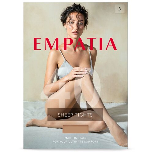 фото Колготки empatia, 40 den, с ластовицей, размер 3, бежевый