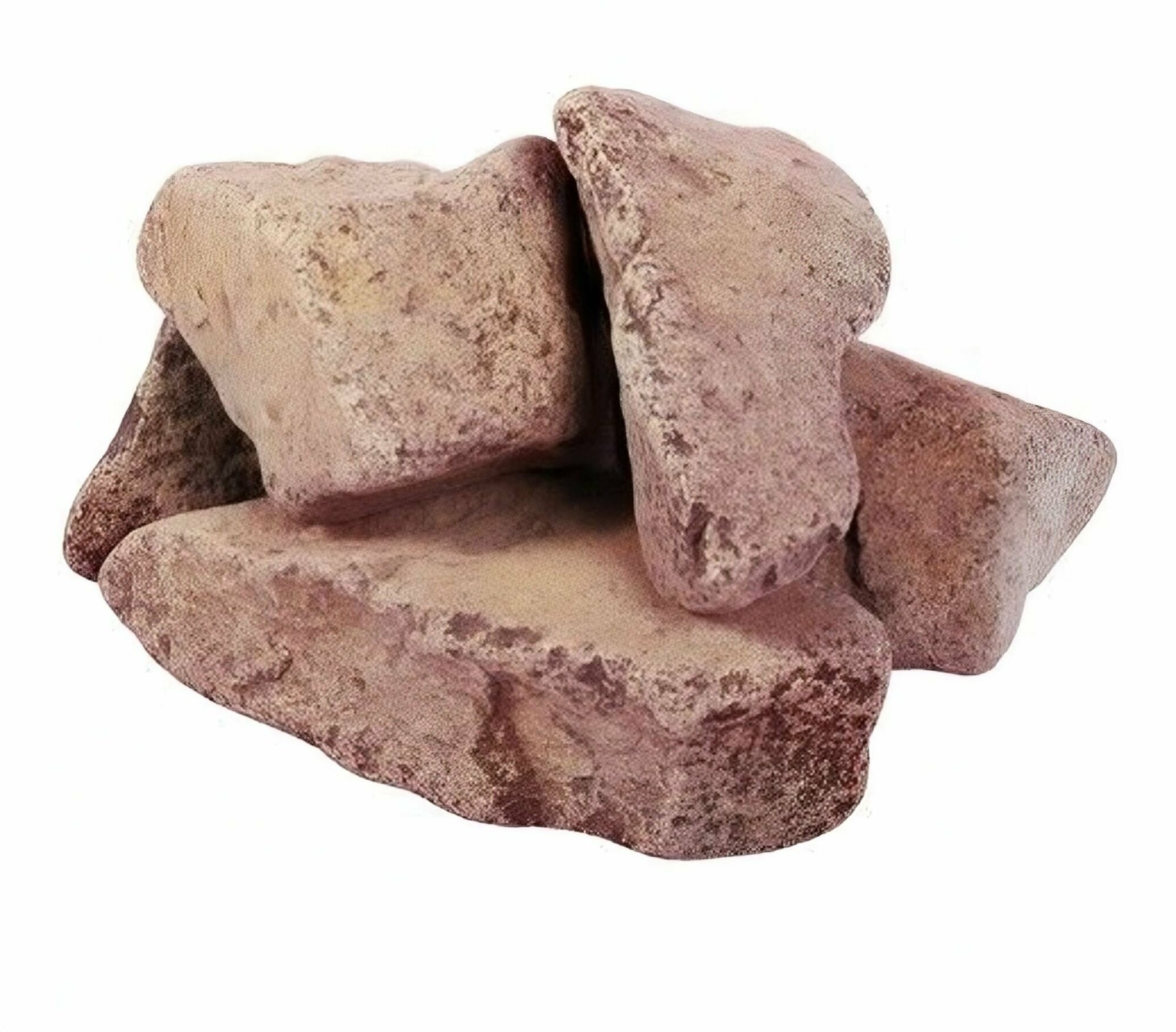 Камень "кварцит" малиновый, обвалованный (коробка 20кг)- один из самых красивых камней для бани и сауны; долгое время сохраняет структуру и свойства