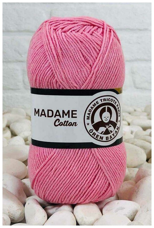 Пряжа для вязания Madam Cotton (Мадам Коттон) Madame Tricote, Турция, Состав: 49% хлопок, 51% акрил 100 гр./280м./5 шт./026 нежно розовый